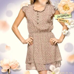 Cute Brand New Two Layers Floral Mini Dress